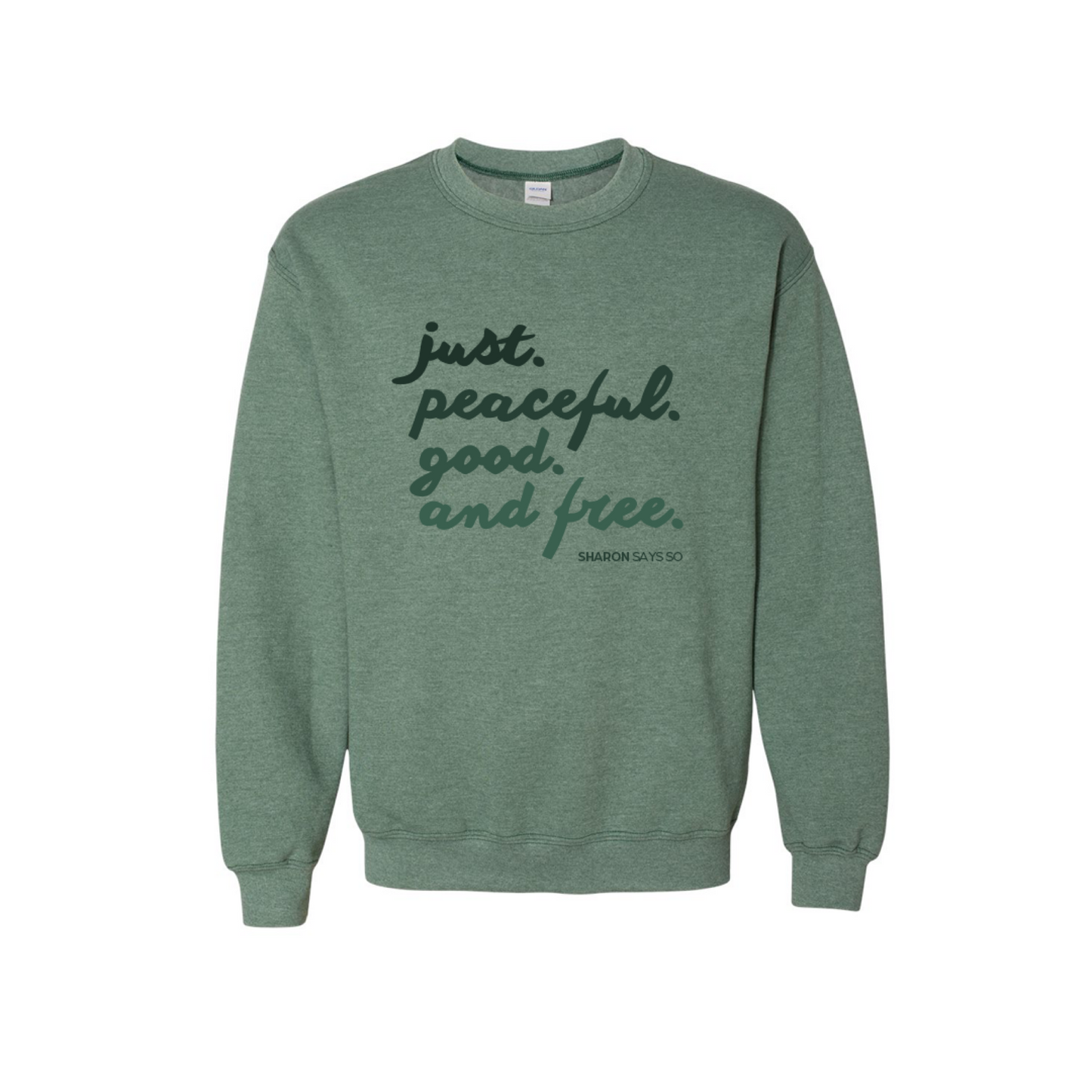 Just. Peaceful. Good. Free. Book Club Crewneck Sweatshirt - Adult